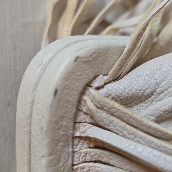 Clare V., Leather Strip Frame Clutch, Ivory, VGUC, 5.5" L x 9" W - Picture 15 of 15